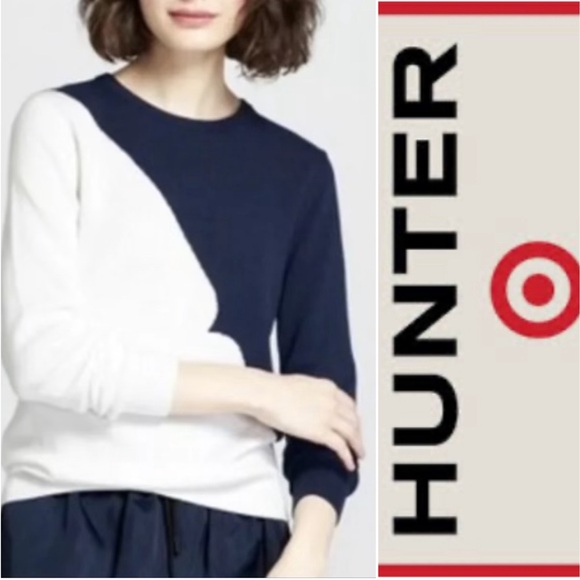 EUC Hunter for Target women’s colorblock sweater, size large in blue and white. - Picture 1 of 7